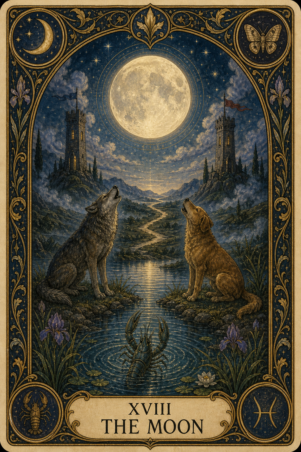 The Moon card from the MacTarot Default deck